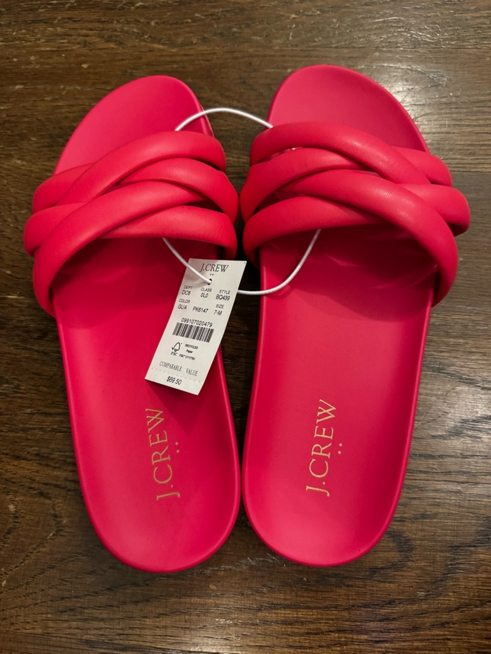 NWT J.Crew Braided Slides - Bright Pink